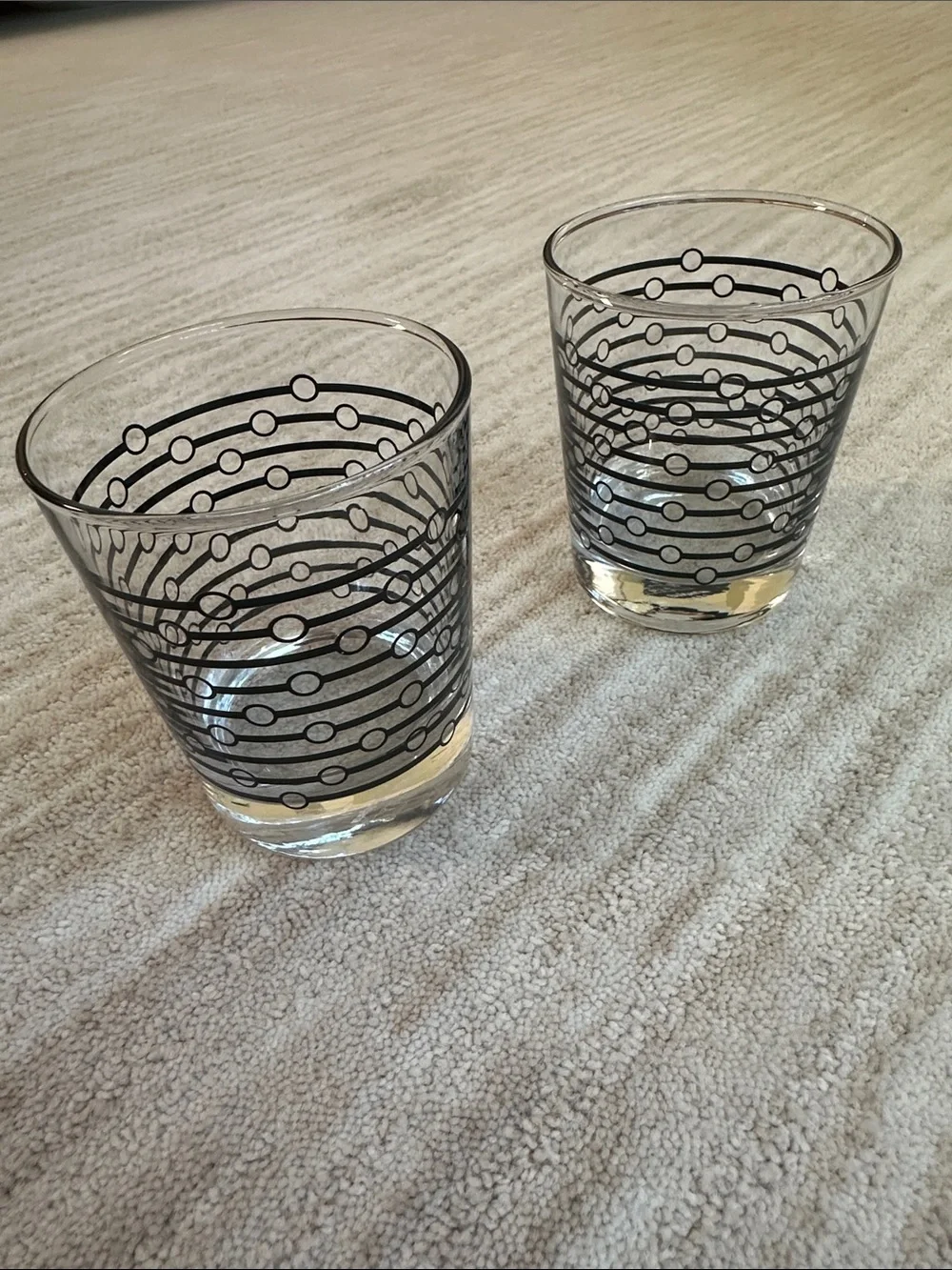 Set of 2 IKEA Space Age Lowball Tumblers Black and White Abstract Pattern 8 Oz